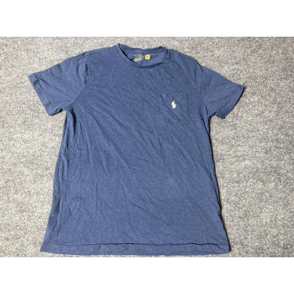 Polo Ralph Lauren Shirt Mens L Blue Pocket Crew Neck Logo Tee Basic Casual